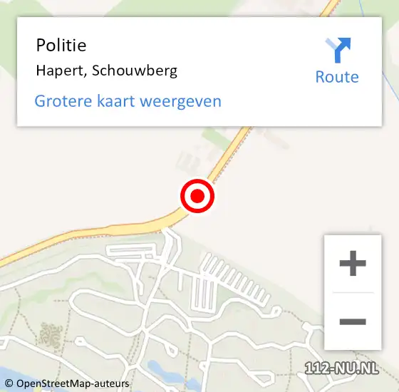 Locatie op kaart van de 112 melding: Politie Hapert, Schouwberg op 9 maart 2020 17:52