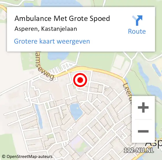 Locatie op kaart van de 112 melding: Ambulance Met Grote Spoed Naar Asperen, Kastanjelaan op 9 maart 2020 18:18