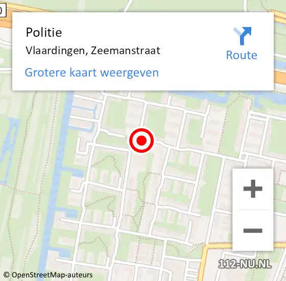 Locatie op kaart van de 112 melding: Politie Vlaardingen, Zeemanstraat op 9 maart 2020 19:28