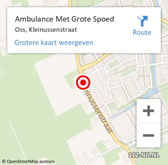 Locatie op kaart van de 112 melding: Ambulance Met Grote Spoed Naar Oss, Kleinussenstraat op 9 maart 2020 21:26