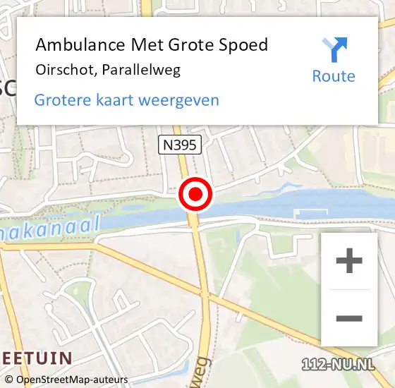 Locatie op kaart van de 112 melding: Ambulance Met Grote Spoed Naar Oirschot, Parallelweg op 10 maart 2020 00:03