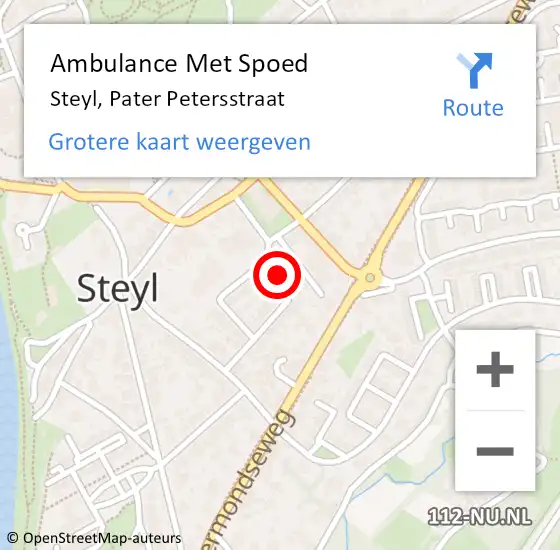 Locatie op kaart van de 112 melding: Ambulance Met Spoed Naar Steyl, Pater Petersstraat op 30 april 2014 21:29