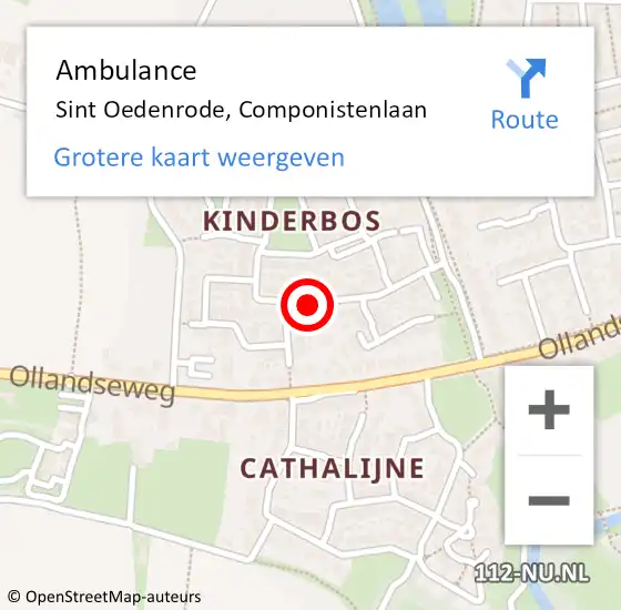 Locatie op kaart van de 112 melding: Ambulance Sint Oedenrode, Componistenlaan op 10 maart 2020 01:28