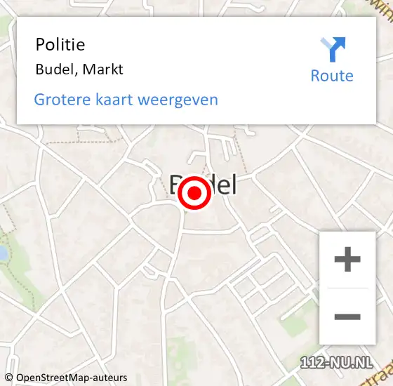 Locatie op kaart van de 112 melding: Politie Budel, Markt op 10 maart 2020 03:20