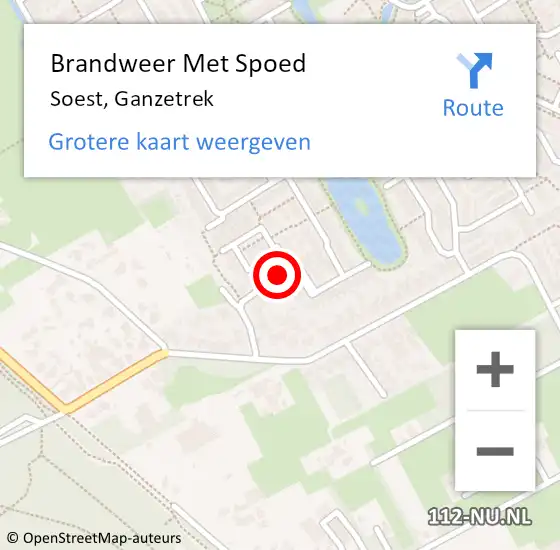 Locatie op kaart van de 112 melding: Brandweer Met Spoed Naar Soest, Ganzetrek op 10 maart 2020 04:20