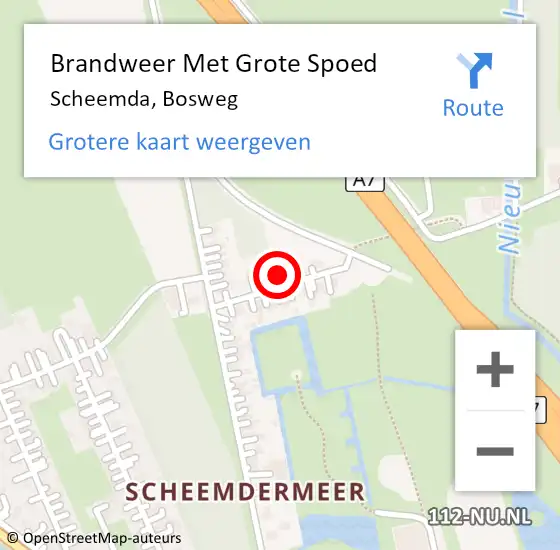 Locatie op kaart van de 112 melding: Brandweer Met Grote Spoed Naar Scheemda, Bosweg op 30 april 2014 21:44