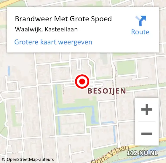 Locatie op kaart van de 112 melding: Brandweer Met Grote Spoed Naar Waalwijk, Kasteellaan op 10 maart 2020 05:10