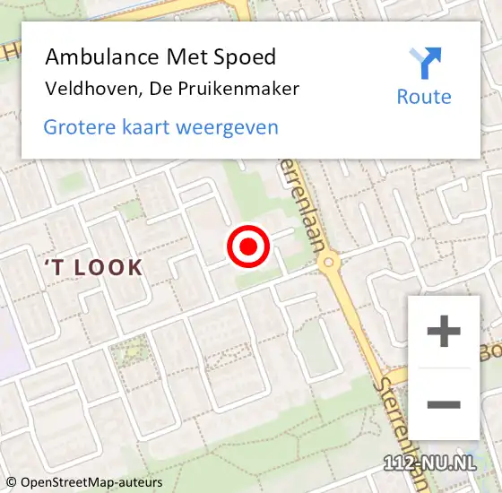 Locatie op kaart van de 112 melding: Ambulance Met Spoed Naar Veldhoven, De Pruikenmaker op 10 maart 2020 06:10