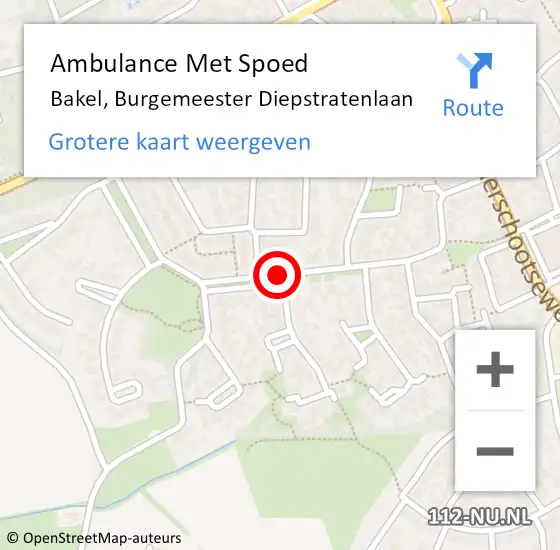 Locatie op kaart van de 112 melding: Ambulance Met Spoed Naar Bakel, Burgemeester Diepstratenlaan op 10 maart 2020 07:14