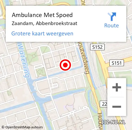 Locatie op kaart van de 112 melding: Ambulance Met Spoed Naar Zaandam, Abbenbroekstraat op 10 maart 2020 07:45