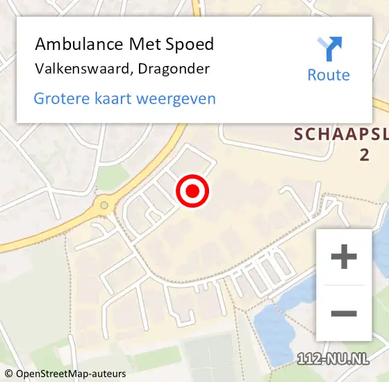 Locatie op kaart van de 112 melding: Ambulance Met Spoed Naar Valkenswaard, Dragonder op 10 maart 2020 08:36