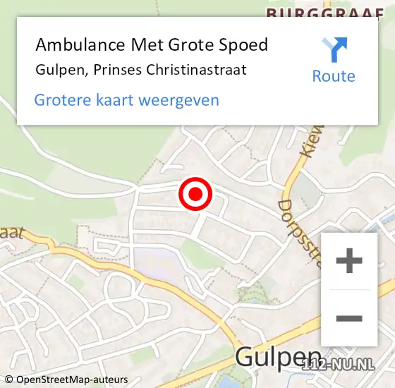 Locatie op kaart van de 112 melding: Ambulance Met Grote Spoed Naar Gulpen, Prinses Christinastraat op 30 april 2014 22:05