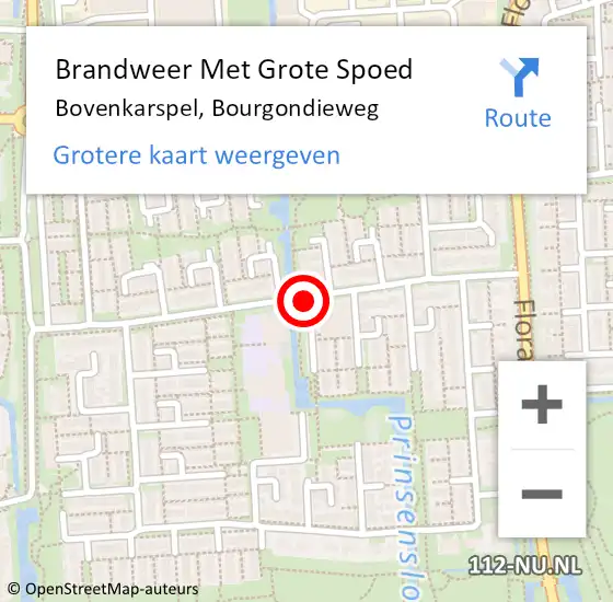 Locatie op kaart van de 112 melding: Brandweer Met Grote Spoed Naar Bovenkarspel, Bourgondieweg op 10 maart 2020 09:34