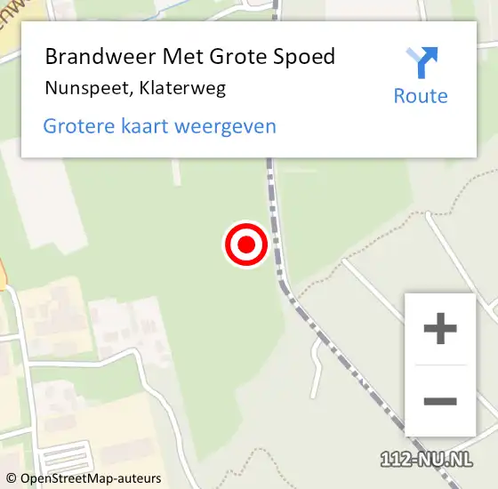 Locatie op kaart van de 112 melding: Brandweer Met Grote Spoed Naar Nunspeet, Klaterweg op 10 maart 2020 09:34