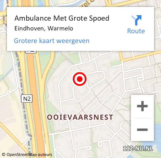 Locatie op kaart van de 112 melding: Ambulance Met Grote Spoed Naar Eindhoven, Warmelo op 10 maart 2020 09:51