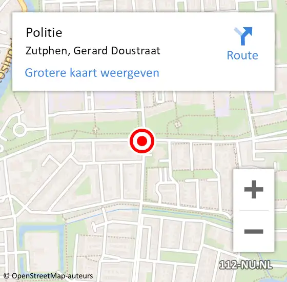 Locatie op kaart van de 112 melding: Politie Zutphen, Gerard Doustraat op 10 maart 2020 10:25