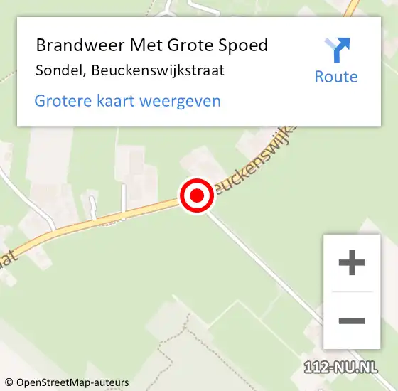 Locatie op kaart van de 112 melding: Brandweer Met Grote Spoed Naar Sondel, Beuckenswijkstraat op 10 maart 2020 10:44