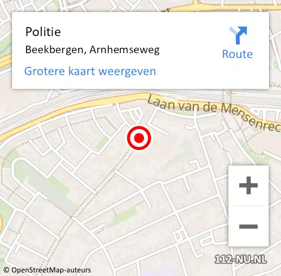 Locatie op kaart van de 112 melding: Politie Beekbergen, Arnhemseweg op 10 maart 2020 10:49