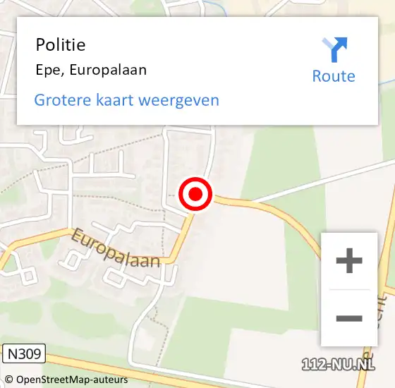 Locatie op kaart van de 112 melding: Politie Epe, Europalaan op 10 maart 2020 12:43