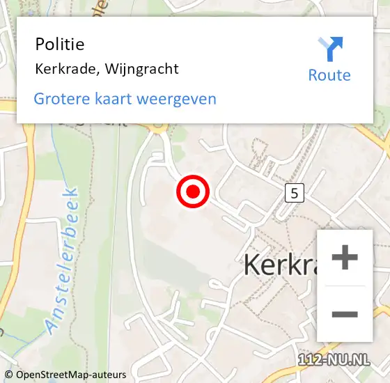 Locatie op kaart van de 112 melding: Politie Kerkrade, Wijngracht op 10 maart 2020 13:13