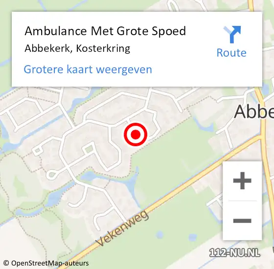 Locatie op kaart van de 112 melding: Ambulance Met Grote Spoed Naar Abbekerk, Kosterkring op 10 maart 2020 14:05