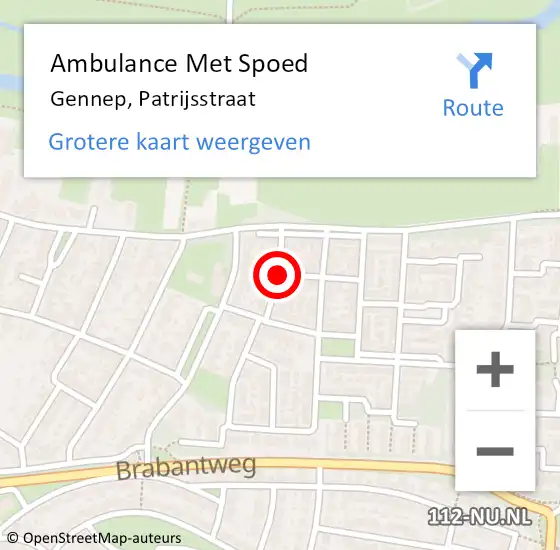 Locatie op kaart van de 112 melding: Ambulance Met Spoed Naar Gennep, Patrijsstraat op 10 maart 2020 14:25