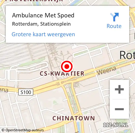 Locatie op kaart van de 112 melding: Ambulance Met Spoed Naar Rotterdam, Stationsplein op 10 maart 2020 15:17