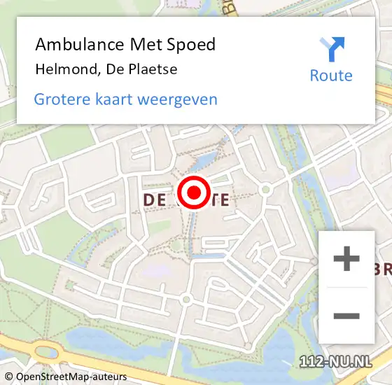 Locatie op kaart van de 112 melding: Ambulance Met Spoed Naar Helmond, De Plaetse op 10 maart 2020 15:50