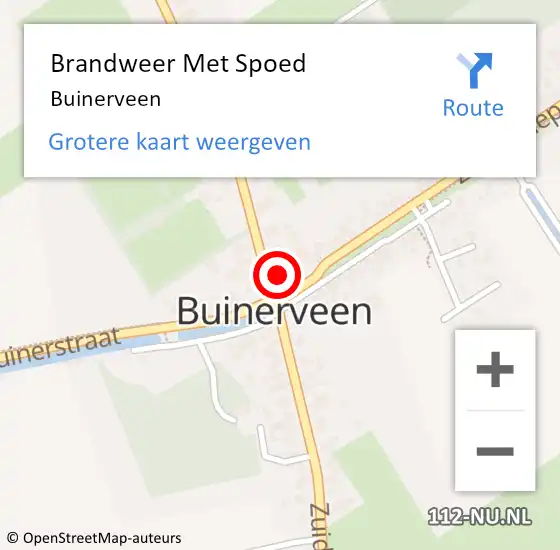 Locatie op kaart van de 112 melding: Brandweer Met Spoed Naar Buinerveen op 10 maart 2020 16:20