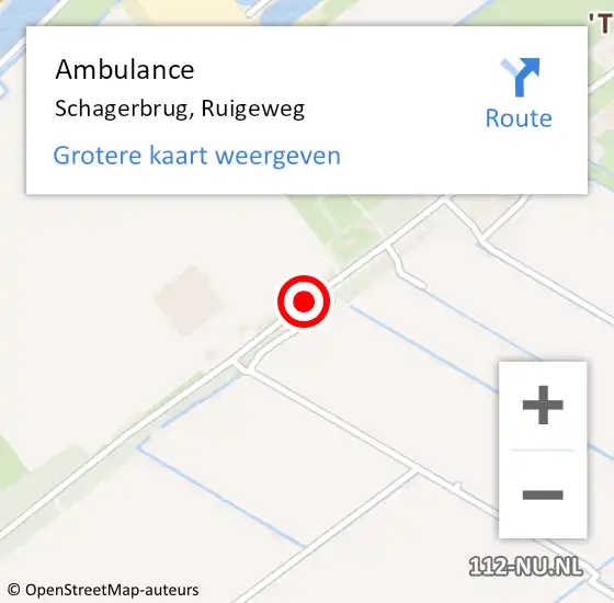 Locatie op kaart van de 112 melding: Ambulance Schagerbrug, Ruigeweg op 10 maart 2020 17:03