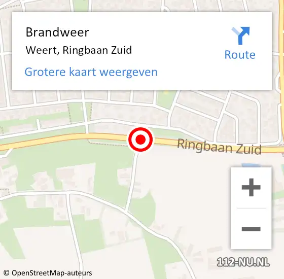 Locatie op kaart van de 112 melding: Brandweer Weert, Ringbaan Zuid op 10 maart 2020 17:19