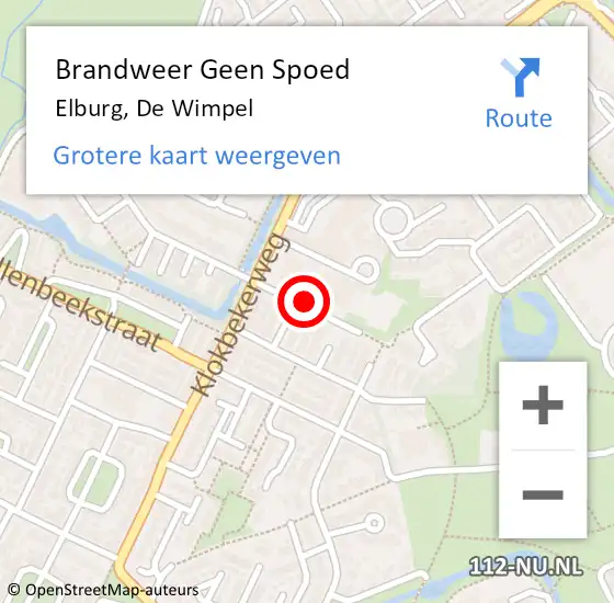 Locatie op kaart van de 112 melding: Brandweer Geen Spoed Naar Elburg, De Wimpel op 10 maart 2020 18:01