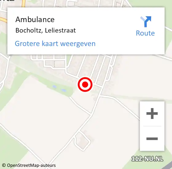 Locatie op kaart van de 112 melding: Ambulance Bocholtz, Leliestraat op 30 september 2013 14:49