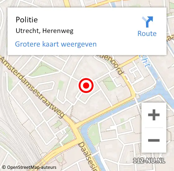 Locatie op kaart van de 112 melding: Politie Utrecht, Herenweg op 10 maart 2020 22:09