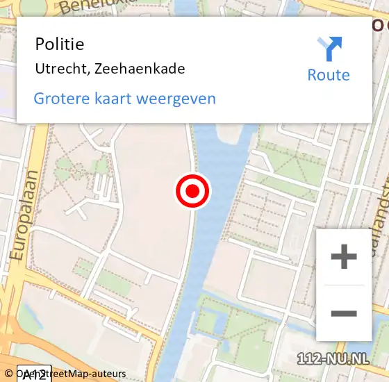 Locatie op kaart van de 112 melding: Politie Utrecht, Zeehaenkade op 10 maart 2020 22:26