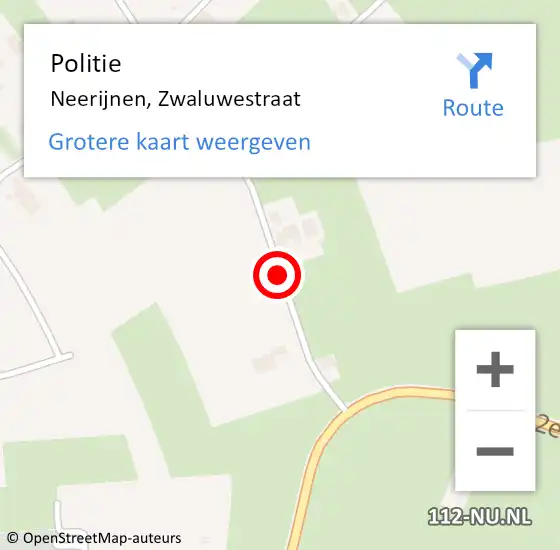 Locatie op kaart van de 112 melding: Politie Neerijnen, Zwaluwestraat op 10 maart 2020 23:49