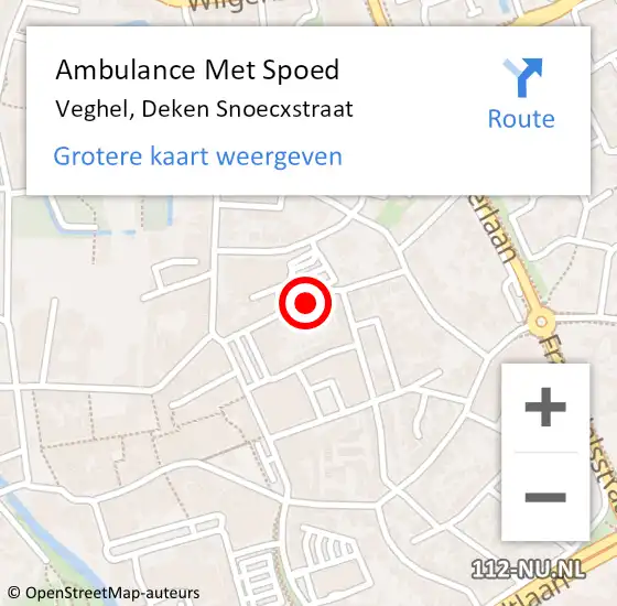 Locatie op kaart van de 112 melding: Ambulance Met Spoed Naar Veghel, Deken Snoecxstraat op 10 maart 2020 23:53