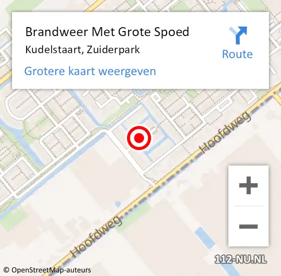 Locatie op kaart van de 112 melding: Brandweer Met Grote Spoed Naar Kudelstaart, Zuiderpark op 11 maart 2020 02:20