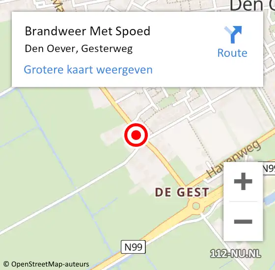 Locatie op kaart van de 112 melding: Brandweer Met Spoed Naar Den Oever, Gesterweg op 11 maart 2020 08:10