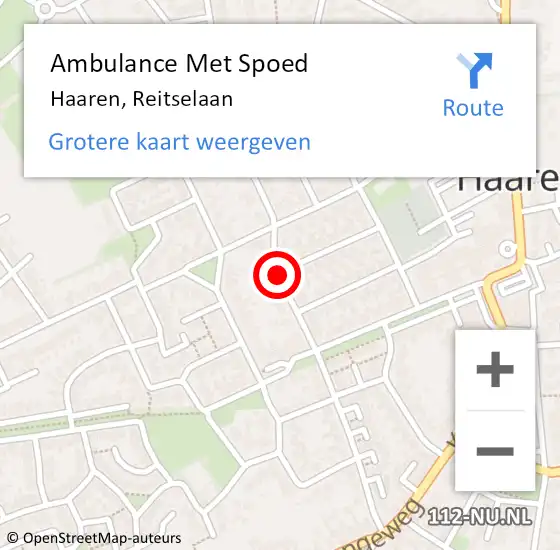 Locatie op kaart van de 112 melding: Ambulance Met Spoed Naar Haaren, Reitselaan op 11 maart 2020 08:23