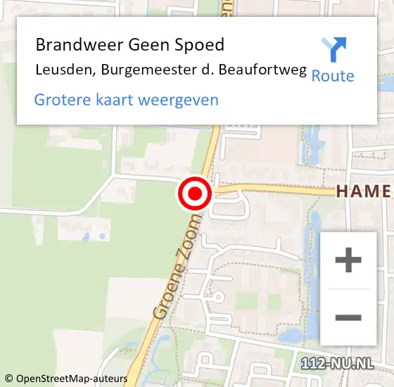 Locatie op kaart van de 112 melding: Brandweer Geen Spoed Naar Leusden, Burgemeester d. Beaufortweg op 11 maart 2020 08:39