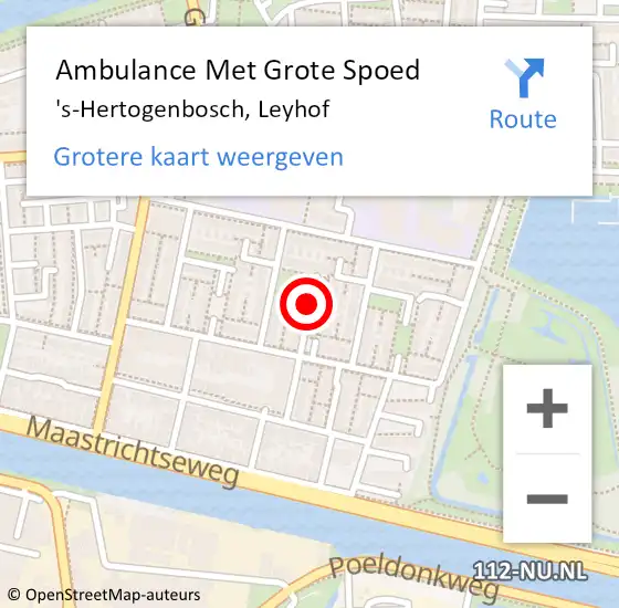 Locatie op kaart van de 112 melding: Ambulance Met Grote Spoed Naar 's-Hertogenbosch, Leyhof op 11 maart 2020 09:39