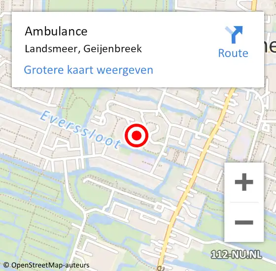 Locatie op kaart van de 112 melding: Ambulance Landsmeer, Geijenbreek op 11 maart 2020 09:58