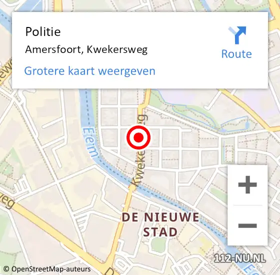 Locatie op kaart van de 112 melding: Politie Amersfoort, Kwekersweg op 11 maart 2020 10:26