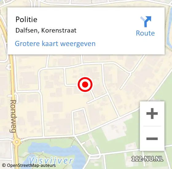 Locatie op kaart van de 112 melding: Politie Dalfsen, Korenstraat op 11 maart 2020 10:28