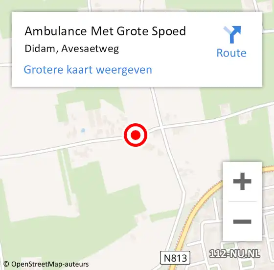 Locatie op kaart van de 112 melding: Ambulance Met Grote Spoed Naar Didam, Avesaetweg op 11 maart 2020 10:45