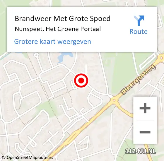 Locatie op kaart van de 112 melding: Brandweer Met Grote Spoed Naar Nunspeet, Het Groene Portaal op 11 maart 2020 10:54