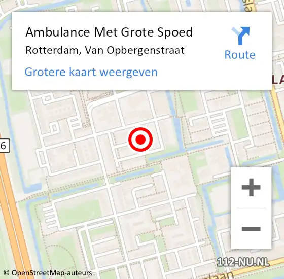 Locatie op kaart van de 112 melding: Ambulance Met Grote Spoed Naar Rotterdam, Van Opbergenstraat op 11 maart 2020 12:24