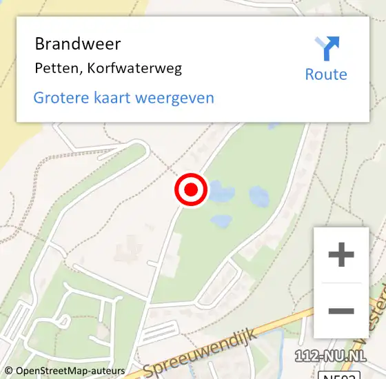 Locatie op kaart van de 112 melding: Brandweer Petten, Korfwaterweg op 11 maart 2020 14:03