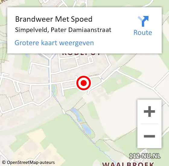 Locatie op kaart van de 112 melding: Brandweer Met Spoed Naar Simpelveld, Pater Damiaanstraat op 11 maart 2020 14:07